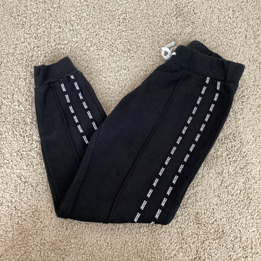 Justice black joggers | girls 8 | casual comfy sporty pants